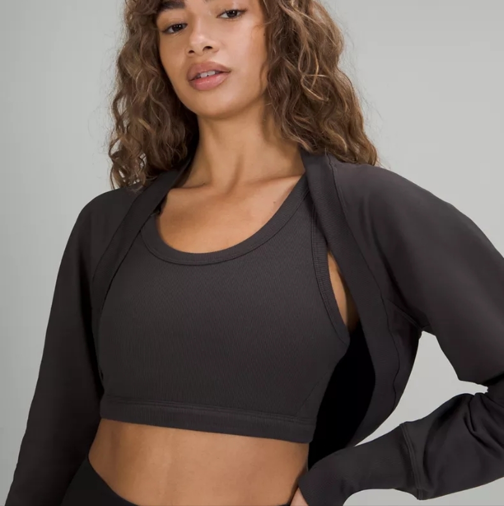 Lululemon LA Cropped Long Sleeve Shrug - Size 6 Black Granite